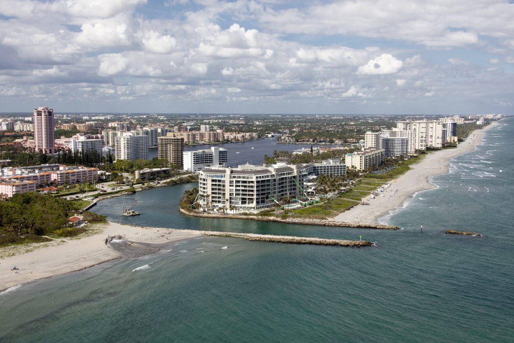 Aerial view of Boca Raton Florida inlet