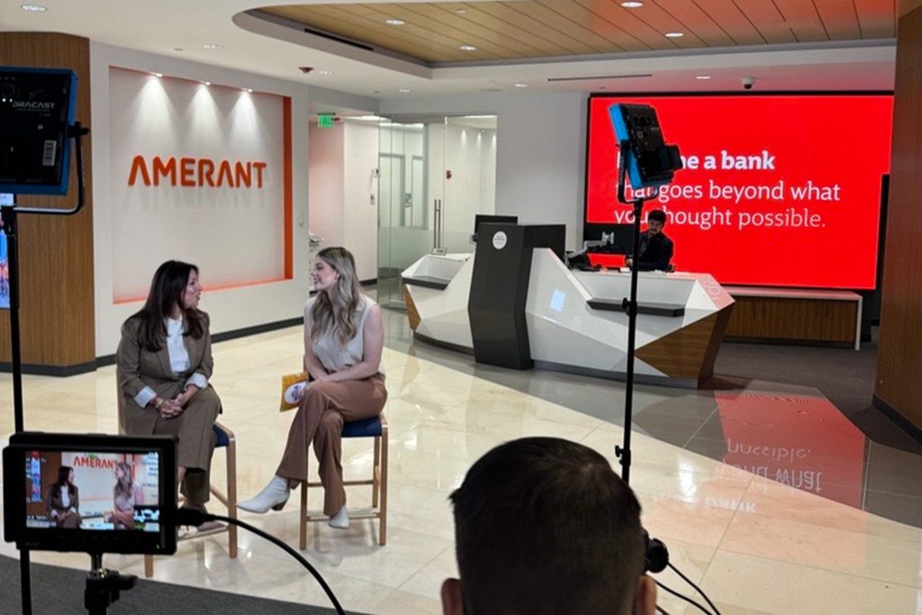 Amerant bank EVP, Lenya Suarez Rojo, sitting down for an interview with Inside South Florida